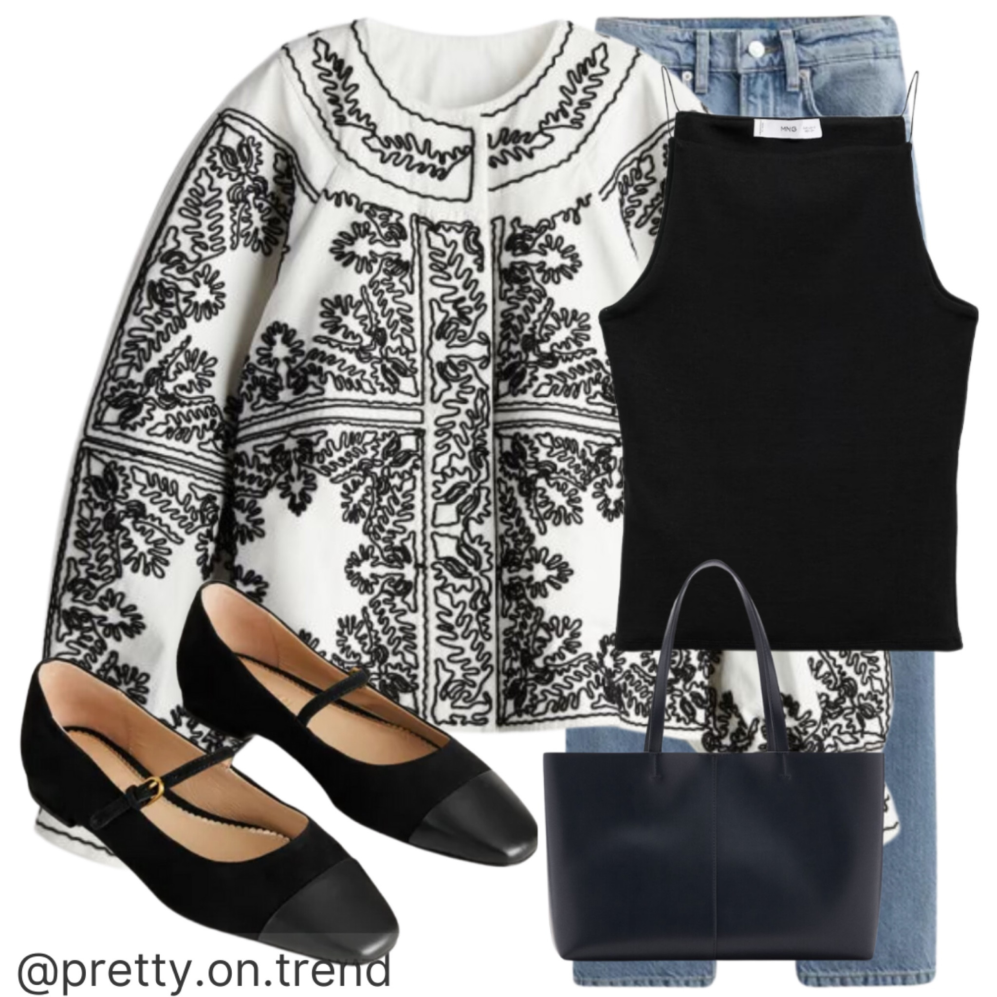 Embroidered jacket outfit 