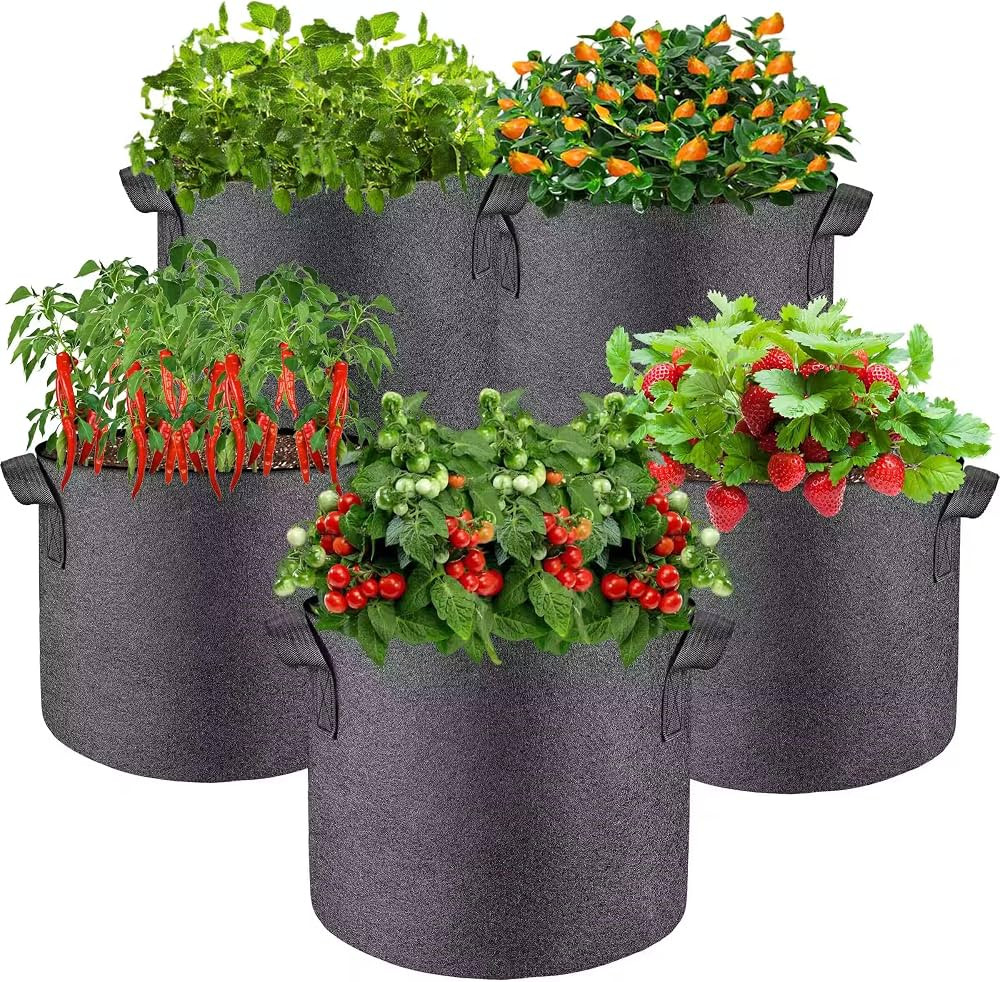 LUCDNC 5 Pcs Grow Bags 5 Gallon Plant Grow Bags Multi-Purpose Nonwoven Fabric Pots with Durable H... | Amazon (US)