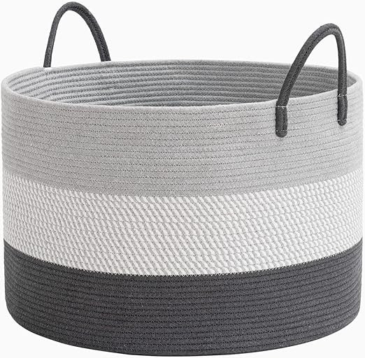 HiChen XXL Large Blanket Basket with Handles, Woven Rope Storage Basket for Toys, Towels, Baby Nu... | Amazon (US)