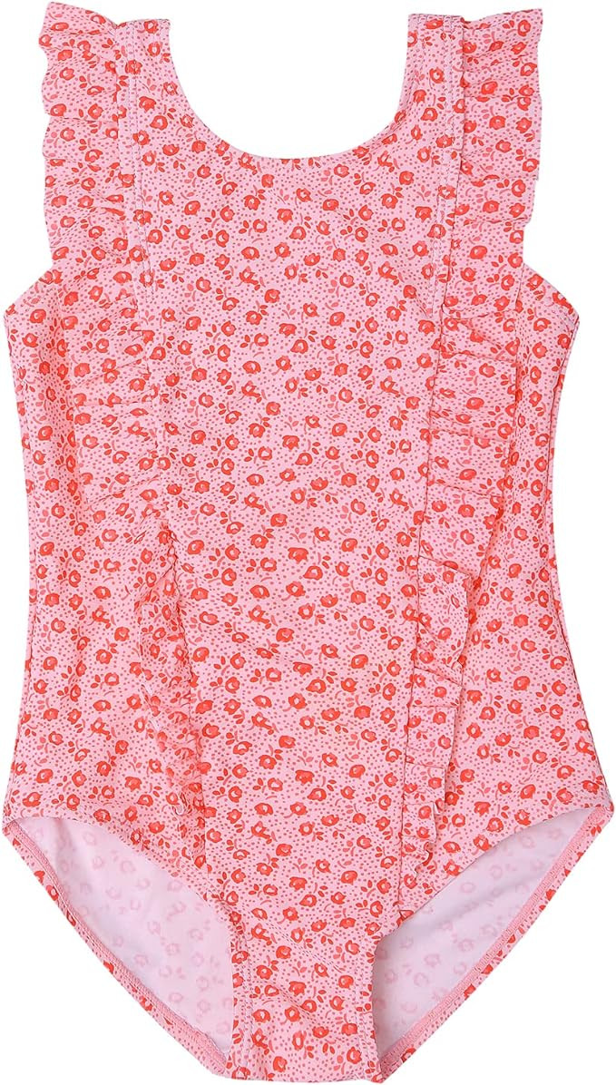 LIZENS Girls Swimsuit Kids Scalloped One Piece Ruffle Swimsuit Girls Swimwear Print | Amazon (US)