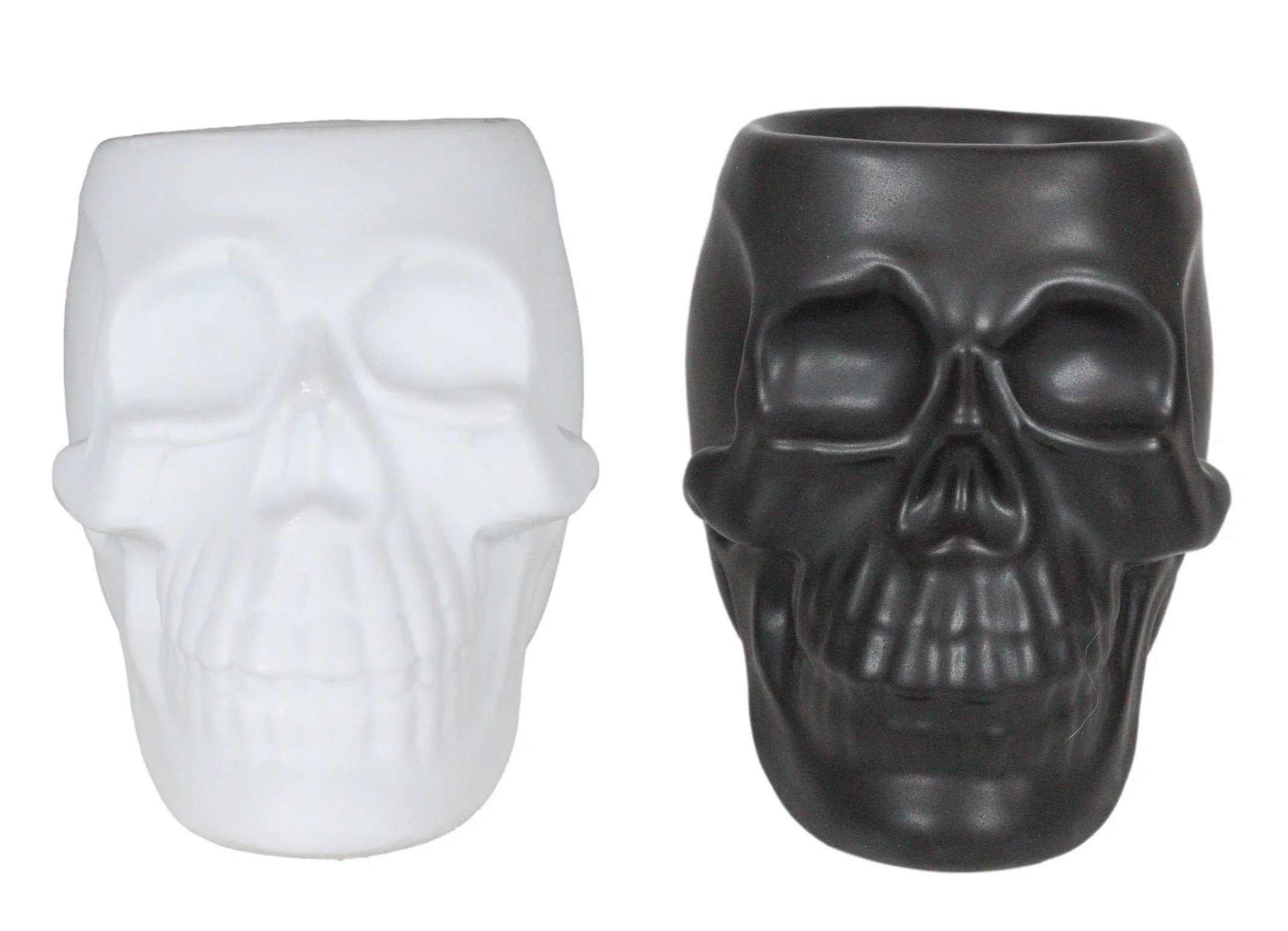 Set Of 2 Black And White Gothic Skull Skeleton Ceramic Votive Candle Oil Warmers | Walmart (US)
