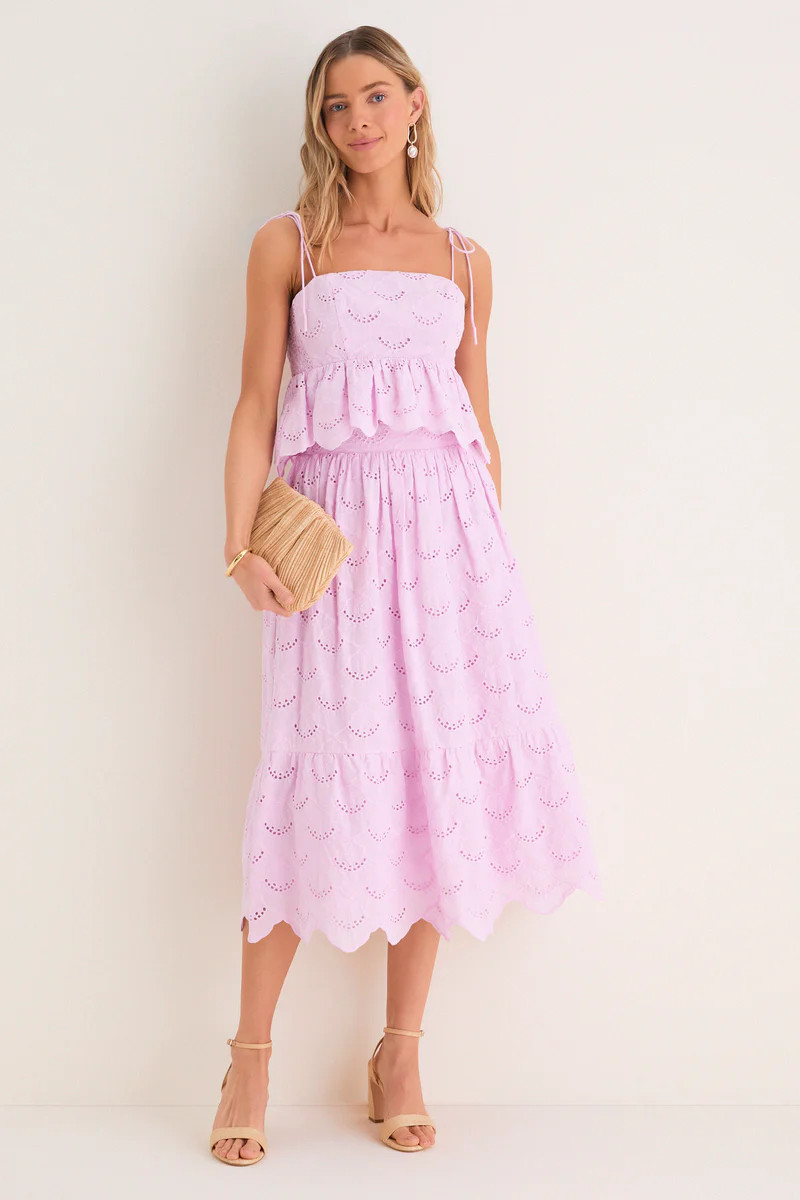 Lilac Eyelet Carter Midi Skirt | Tuckernuck (US)