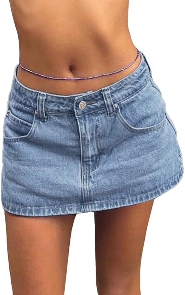 EMMIOL Women Denim Skort Skirt Stretchy Mid Waist Y2K Sexy Mini Skirts Dressy Casual Jean Skorts | Amazon (US)