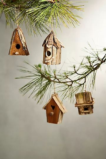 Driftwood Birdhouse Ornaments, Set of 4 | Anthropologie (US)