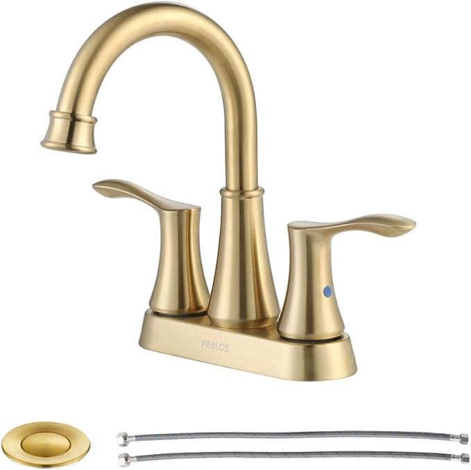 PARLOS 2-handle Bathroom Faucet Brushed Gold with Pop-up Drain & Supply Lines, Demeter 1362708 | Amazon (US)