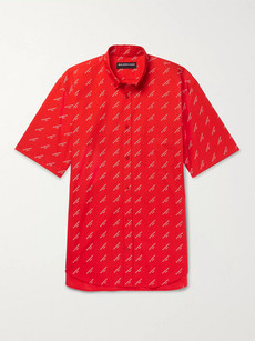 Balenciaga - Button-Down Collar Printed Cotton-Poplin Shirt - Red | Mr Porter US