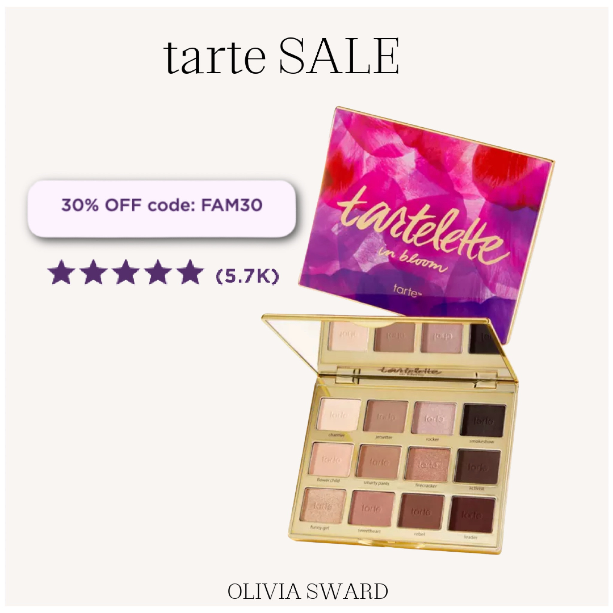 Favorite @tarte eyeshadow pallet! Tartlette in bloom is on sale, use code FAM30 to save 30% on your favorite tarte products 


#tartesale #tarte #makeup #sale #makeupreview #LTKspring 

#LTKSale #LTKunder50 #LTKsalealert