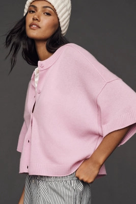 The Goldie Crew-Neck Cashmere Cardigan Sweater | Anthropologie (US)