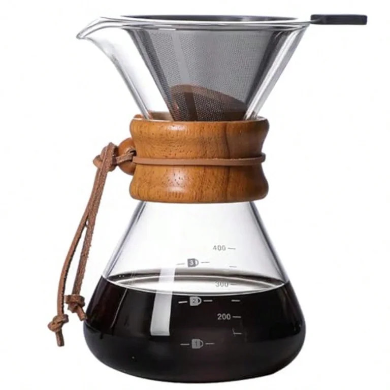 Pour Over Coffee Maker with Reusable Stainless Steel Drip Filter Lead-Free Borosilicate Glass Cof... | Walmart (US)
