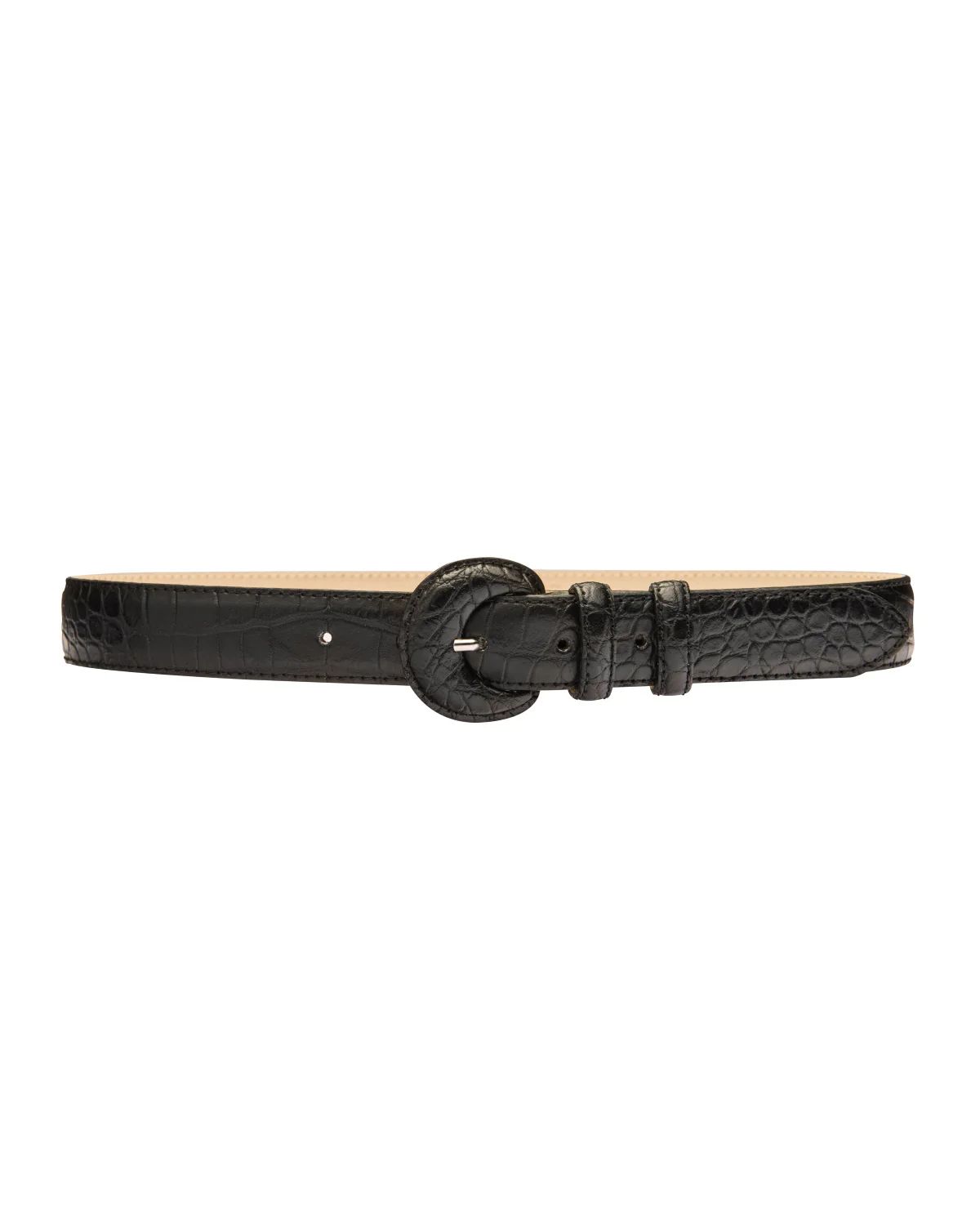Sadie croc print leather waist belt | Black & Brown London