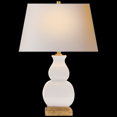 Fang Gourd Table Lamp in Ivory Crackle with Natu, Visual Comfort CHA 8627IC-NP 608PQM7 | Lighting Reimagined