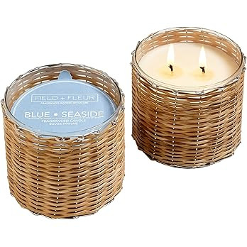 Field + Fleur by Hillhouse Naturals 2 Wick Hand Woven Glass Candle – Floral, Citrus, Aquatic Wo... | Amazon (US)