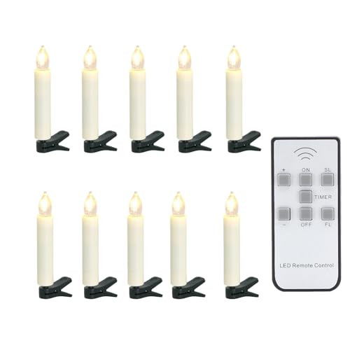 10 PCS Flameless LED Taper Candles Battery Operated Christmas Tree Candle Lights，Clip on Electric Fake Candles with Remote Timer for Christmas Holiday Home Garden Wedding Parties Birthday Decor | Amazon (US)