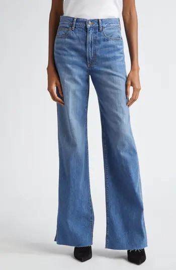 Veronica Beard Taylor High Waist Raw Hem Wide Leg Jeans | Nordstrom | Nordstrom