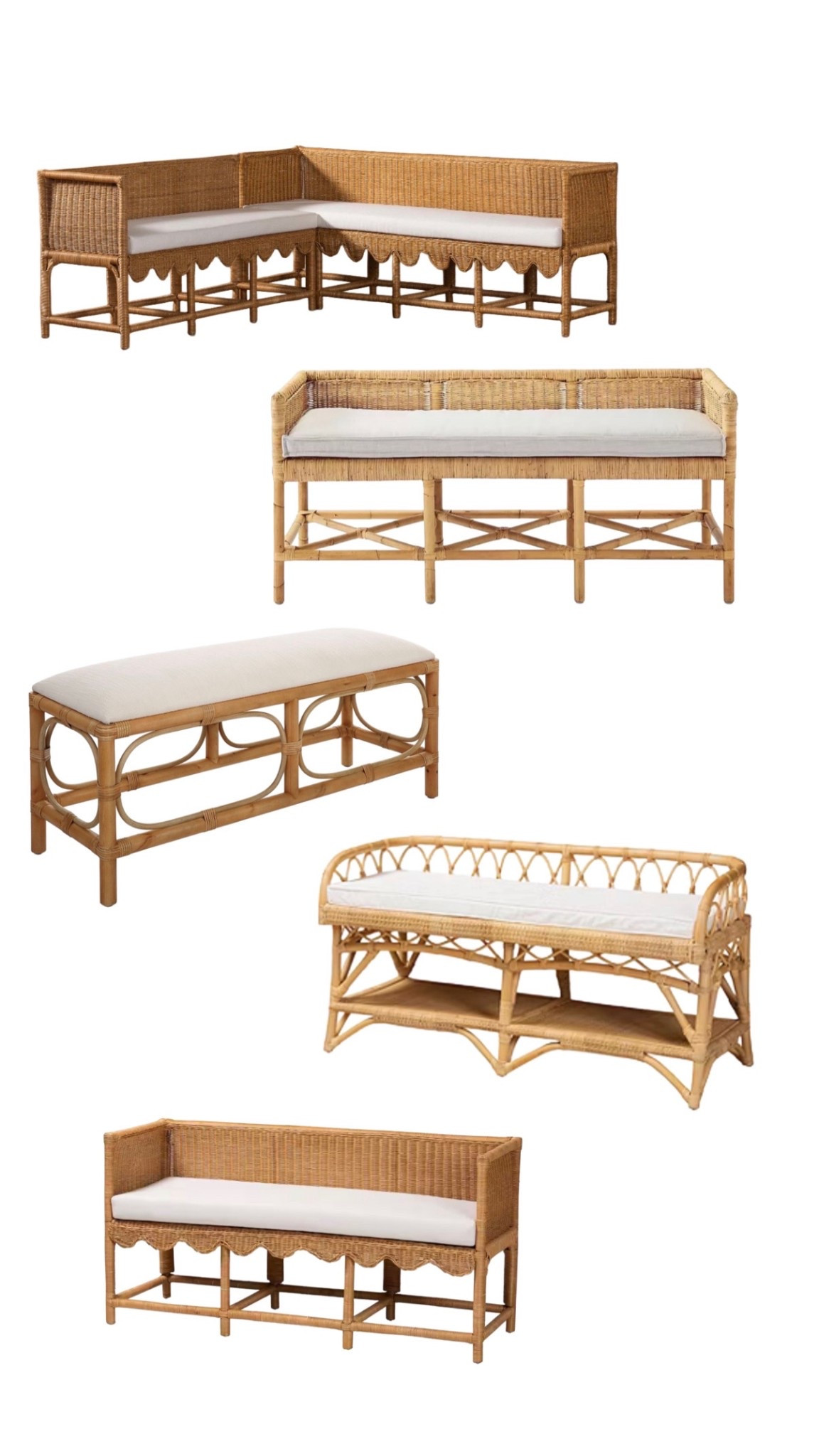 Rattan and scallop benches 

#LTKHome