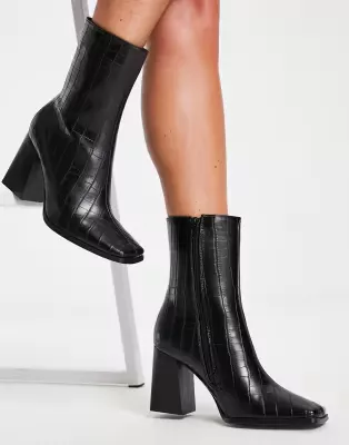 New look heeled 2024 square toe ankle boot