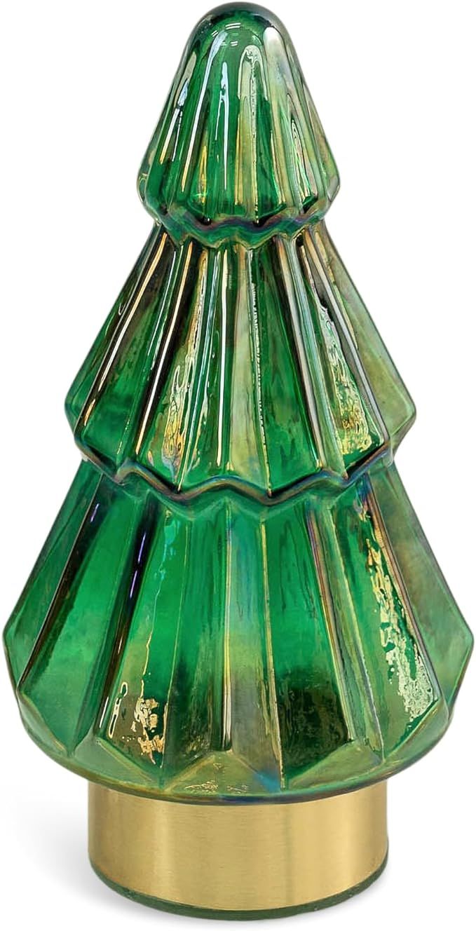 IHI EST. 1986 India Handicrafts 71302 Festive Green Embossed Christmas Tree 9 x 4 Glass Decorativ... | Amazon (US)