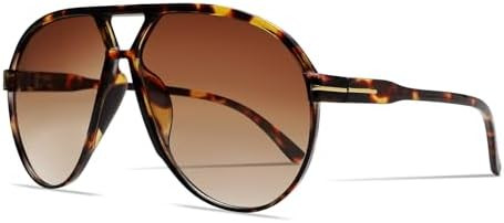 Retro Aviator Sunglasses for Women Men Oversized Classic 70s Vintage Trendy Tangle Free Square Av... | Amazon (US)
