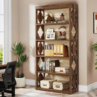 Frailey 70 in. Tall Rustic Brown Engineered Wood 5-Shelf Standard Bookcase Bookshelf for Home Office | The Home Depot