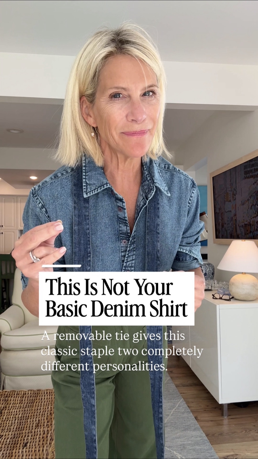 The Margo denim shirt is such a fun change from a basic denim shirt! I love the removable tie, you can let it hang for a relaxed look or tie it at the neck for that pretty, feminine French-girl vibe.

👩‍💻 LTK PRO TIPS
❤️ Heart = Support my posts ;-)
🔖 Save = Get sale & restock alerts for the things you love!
📋 Lists = Keep favorites organized (List ideas: Christmas, Birthdays, and Vacations!)
📲 Share = Send lists and products to a friend (or your daughters like me).
💬 Comment = Ask me anything, and I’ll answer. ;-)

#LTKootd #LTKSeasonal #LTKOver40