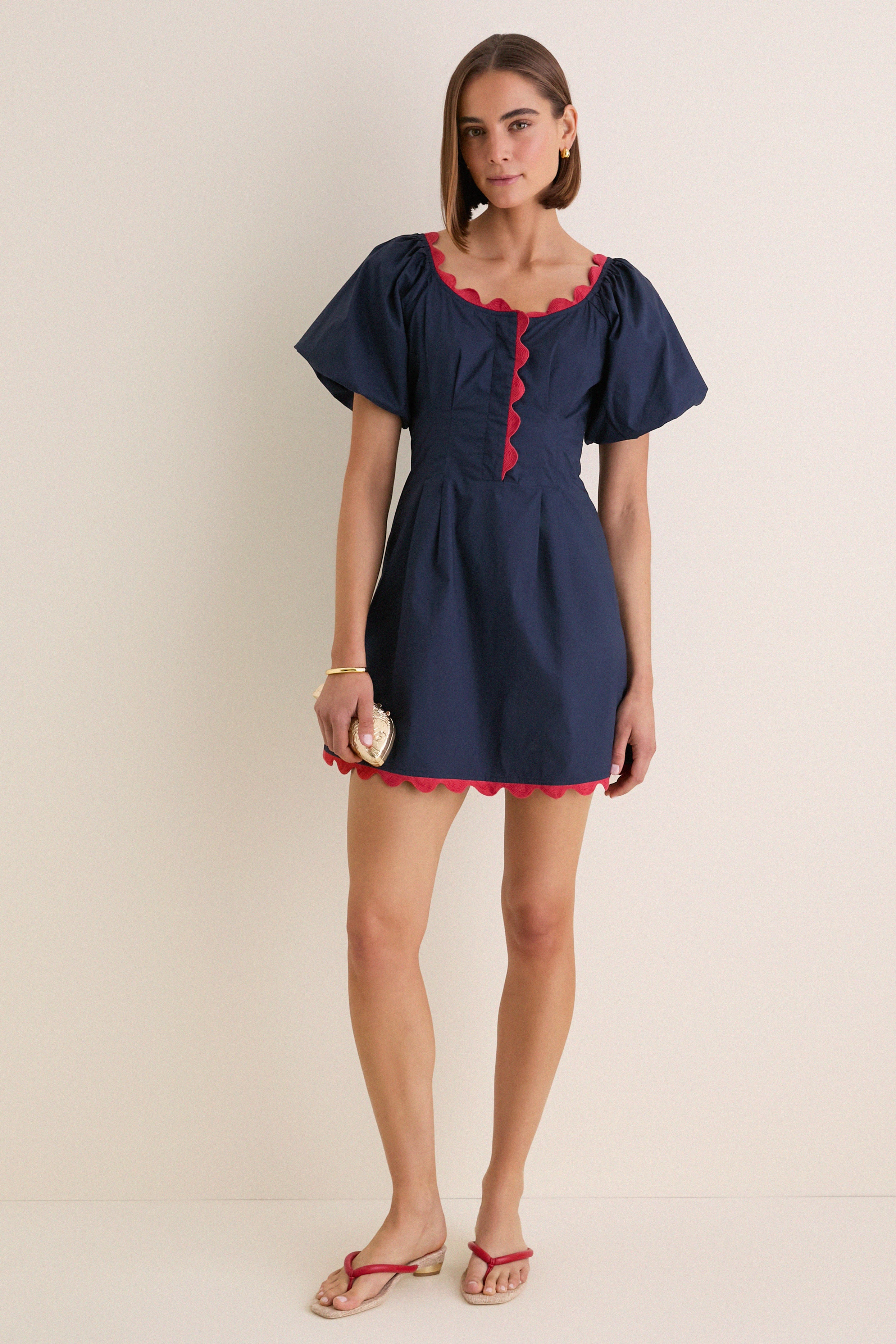 Navy and Red Ric Rac Daley Mini Dress | Tuckernuck (US)