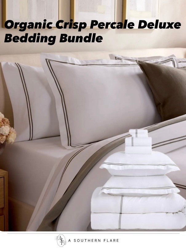 Bedroom/ Organic Crisp Percale Deluxe
Bedding Bundle