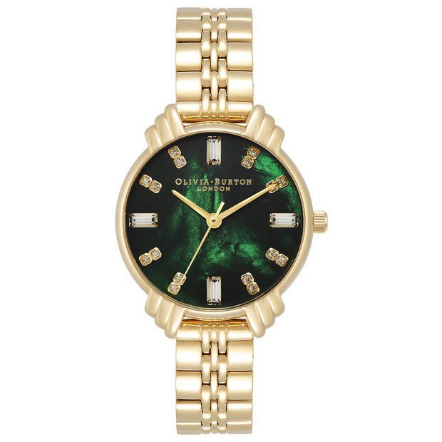 Olivia Burton Art Deco Emerald Gold Watch 125/2613 | argos.co.uk