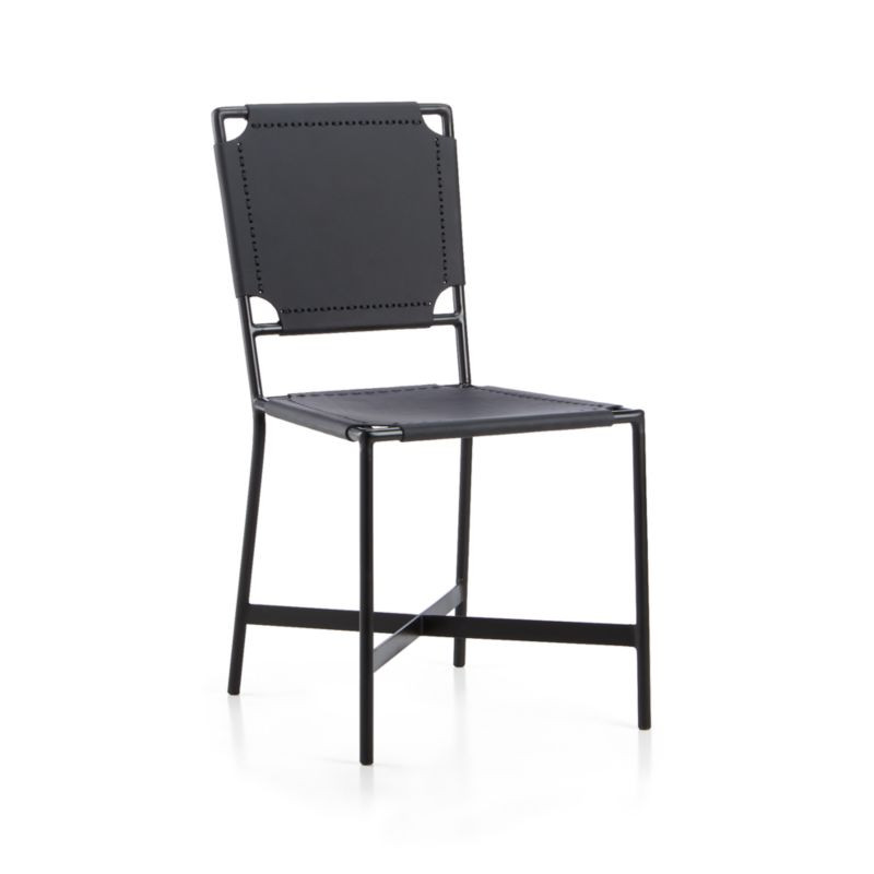 Laredo Black Leather Dining Chair + Reviews | Crate and Barrel | Crate & Barrel