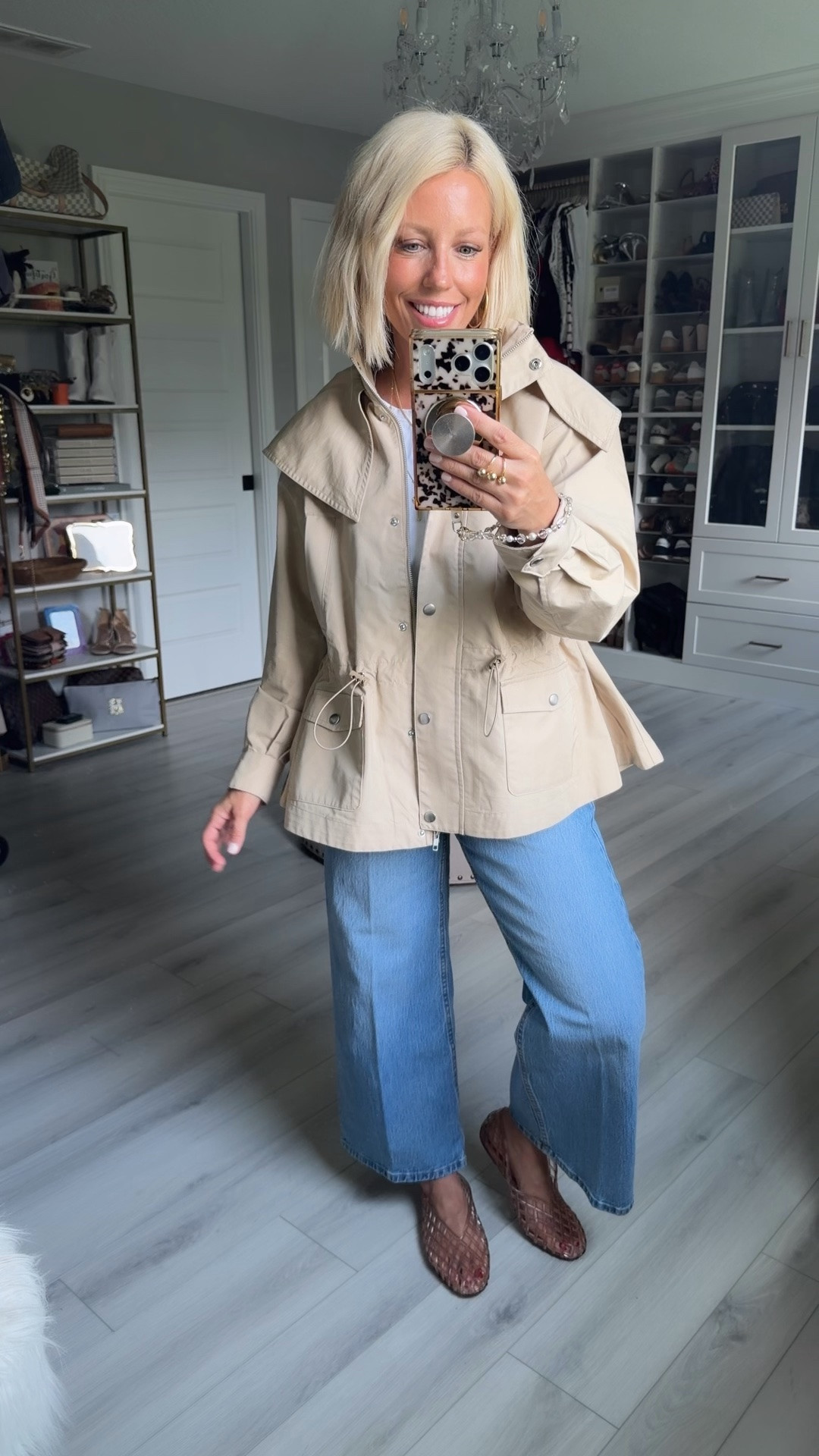 Tee small
Jacket small (runs big)
Jeans size 4 
Shoes run big

#LTKootd #LTKSeasonal #LTKOver40