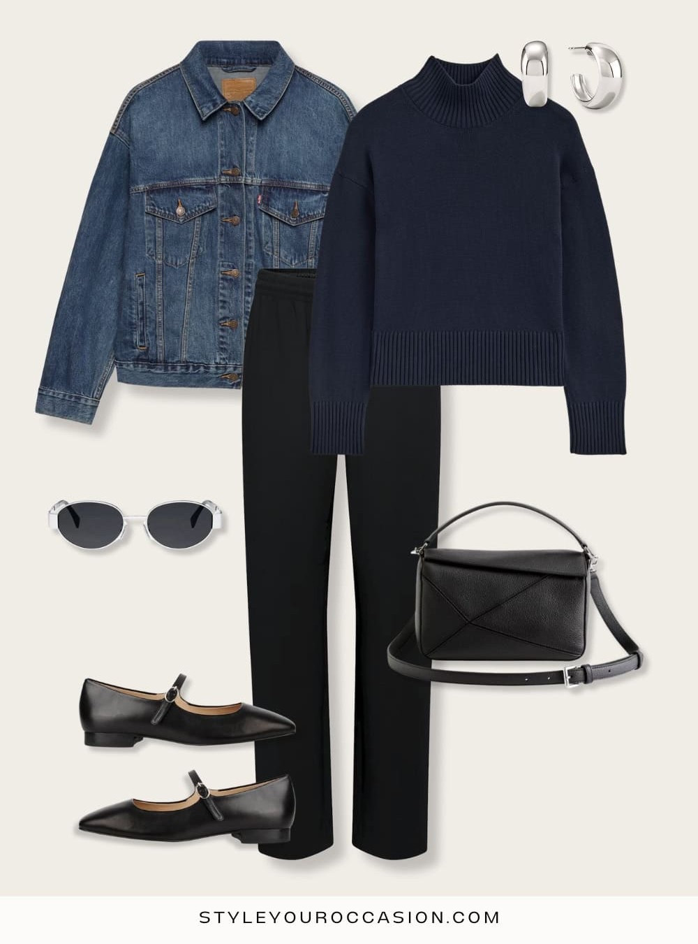30 days of fall outfit ideas 💡 simple fall style with crepe trousers and denim jacket

Fall look, simple outfit, casual style, aritzia outfit 

#LTKItBag #LTKShoeCrush #LTKSeasonal