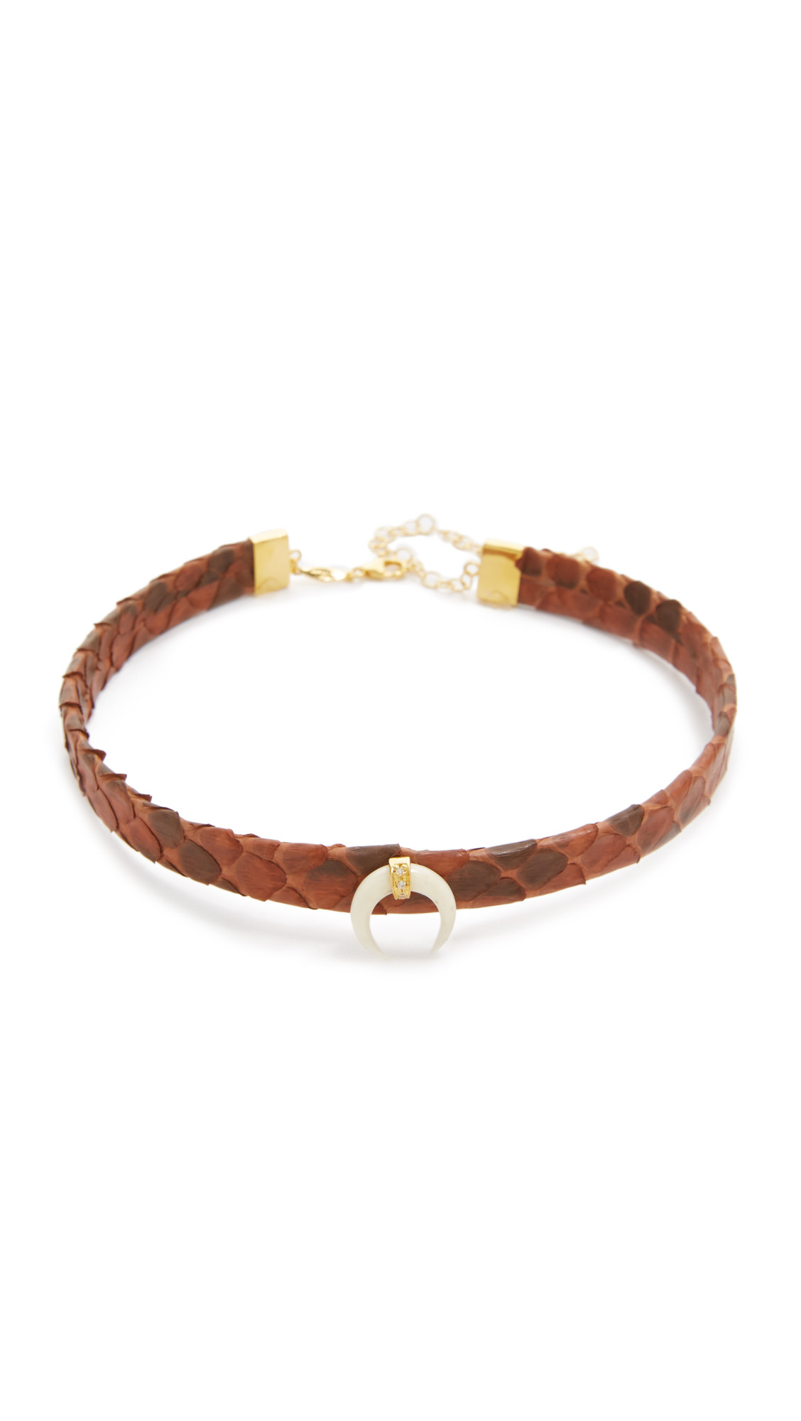 Jacquie Aiche Ja Double Horn Python Choker Necklace - Brown/Gold | Shopbop