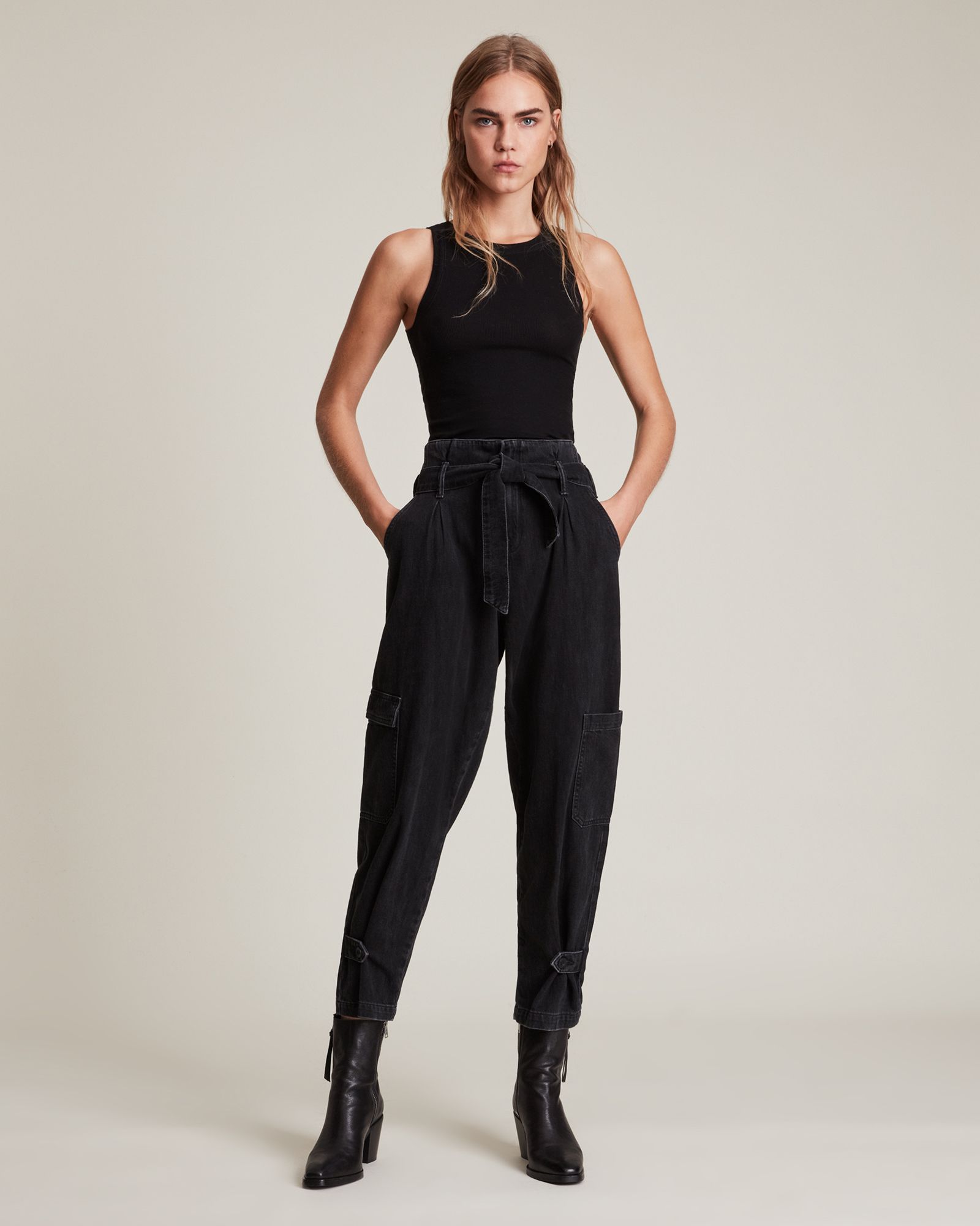 Mona Mid-Rise Paperbag Slim Jeans | AllSaints US