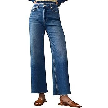 Jeans for Women Wide Leg Baggy High Waist Boyfriends Straight Leg Stretchy Denim Pants Trendy Fal... | Amazon (US)