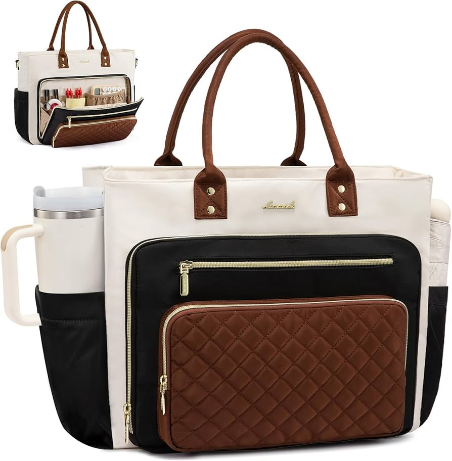 LOVEVOOK Teacher Tote Bag for Women Work, Laptop Bag With Large Cup Holder, Nurse Bags Profession... | Amazon (US)