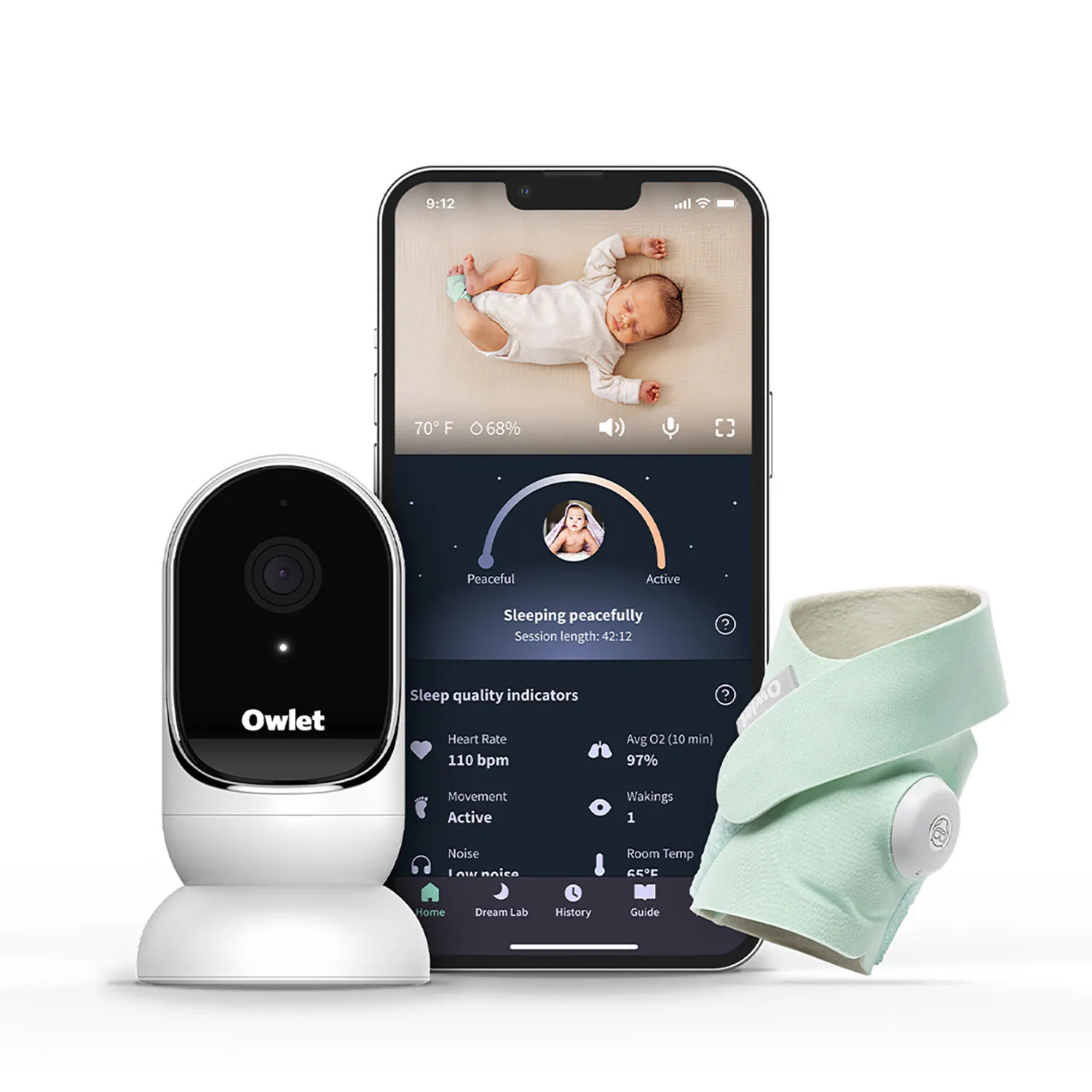 Owlet Owlet Dream Duo Baby Monitor, Dream Sock with Hd 1080P Wifi Camera | PS03NMMCJ | Lowe's