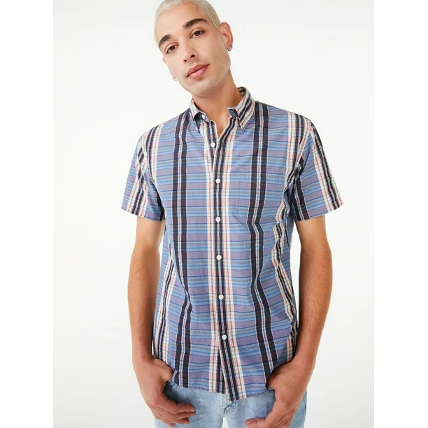 Free Assembly Men's Everyday Button-Down Shirt with Short Sleeves | Walmart (US)