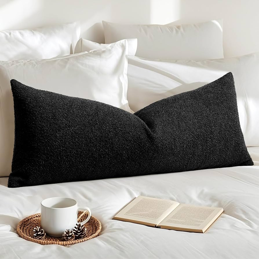 OTOSTAR Set of 1 Textured Boucle Long Lumbar Throw Pillow Cover Rectangle Pillow Case Cozy Soft D... | Amazon (US)
