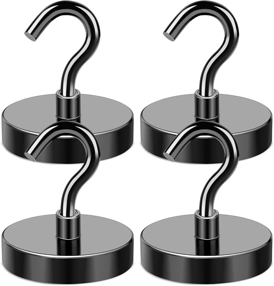 LOVIMAG Magnetic Hooks Heavy Duty, 100LBS Strong Magnetic Hooks Cruise for Hanging, Black Magnets... | Amazon (US)