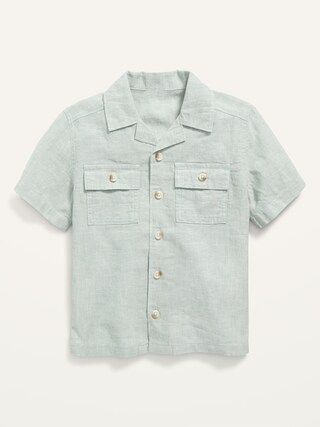 Short-Sleeve Linen-Blend Camp Shirt for Toddler Boys | Old Navy (US)