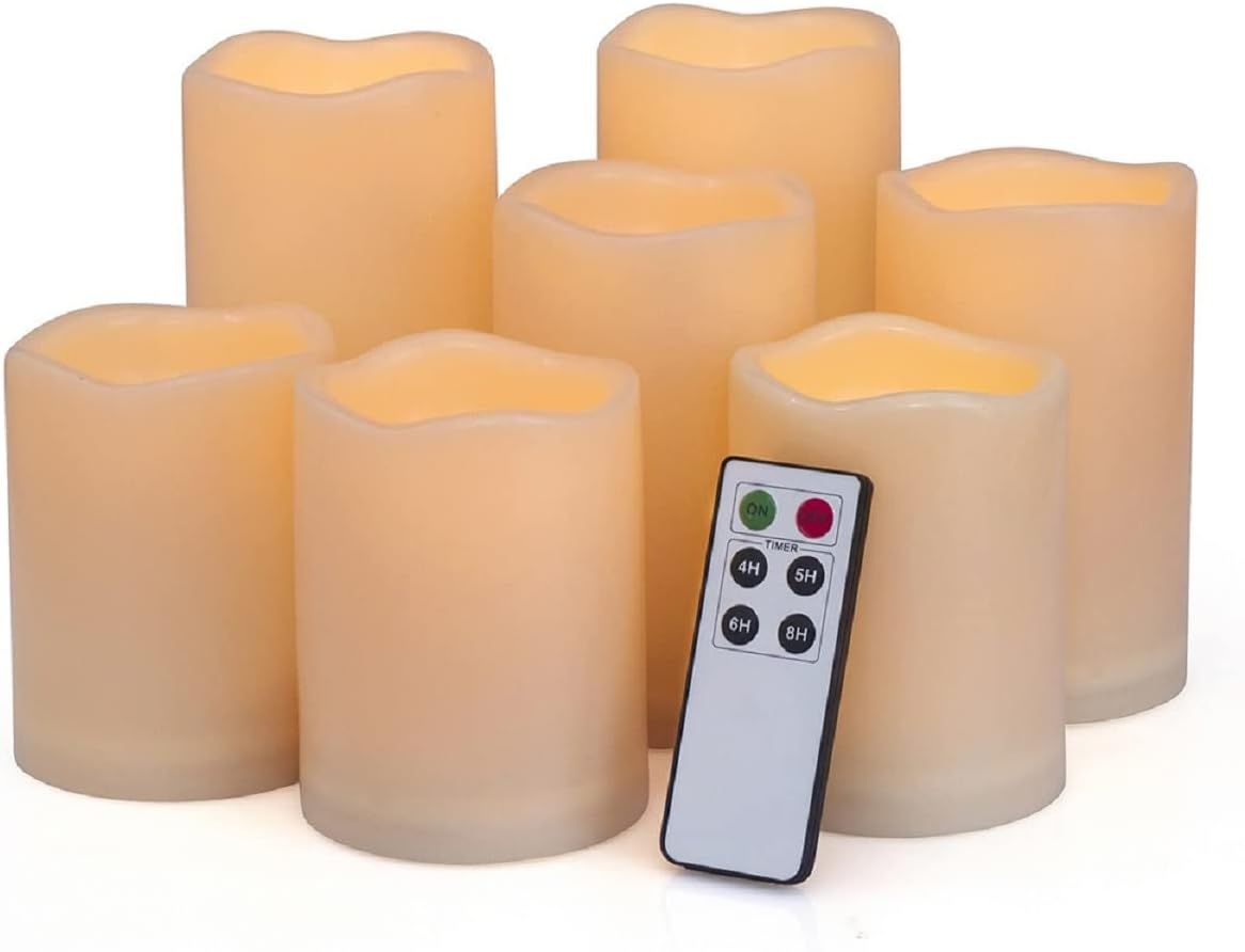 Amazon.com: Aignis Flameless Candles Outdoor Indoor, Battery Operated Candles with Remote & 4/5/6... | Amazon (US)