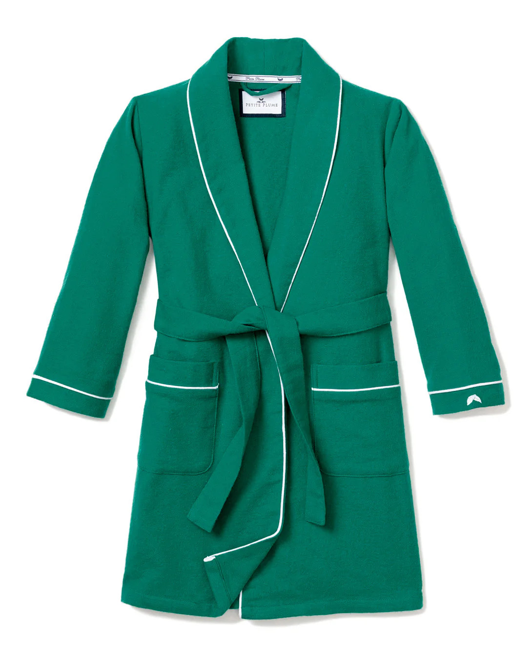 Kid's Flannel Robe in Forest Green | Petite Plume