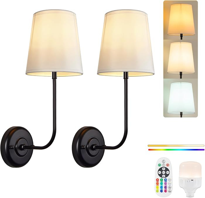 PASSICA DECOR Rechargeable Battery Operated Wall Sconces Set of 2, Black Metal - Wireless Remote ... | Amazon (CA)