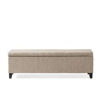 Glouser Sand Fabric Storage Bench | The Home Depot