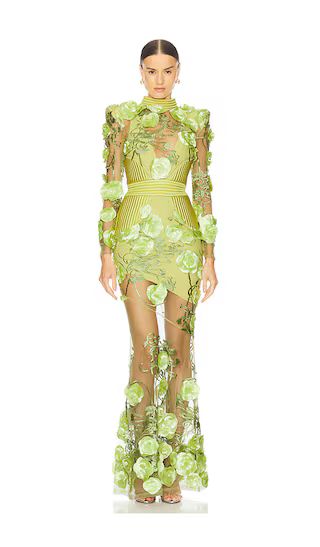 One More Kiss Dear Gown in Acid | Green Floral Dress | Green Maxi Dress | Revolve Clothing (Global)