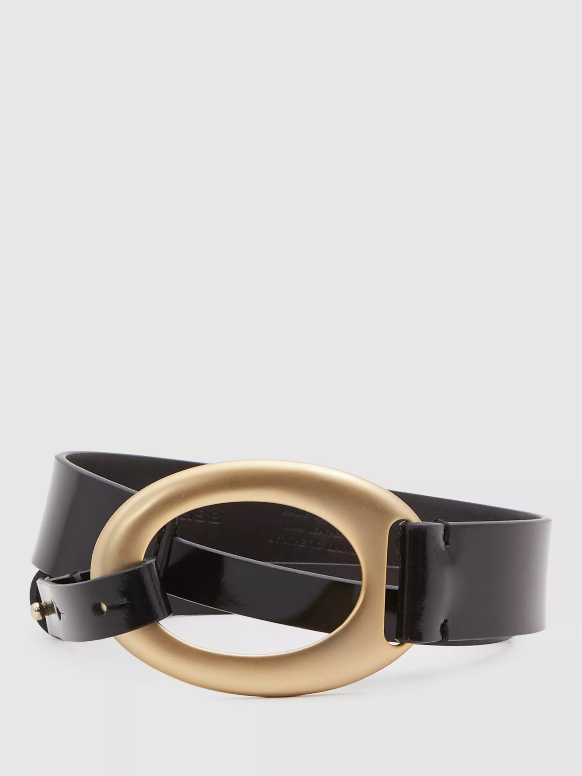 Reiss Ellis Leather Belt, Black | John Lewis (UK)