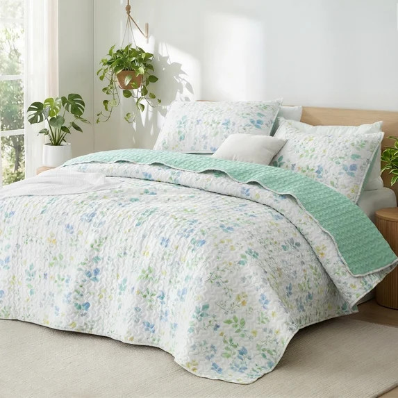 Exclusivo Mezcla Floral Quilts Queen Size, White Queen Quilt Bedding Set with Cottagecore Garden ... | Walmart (US)