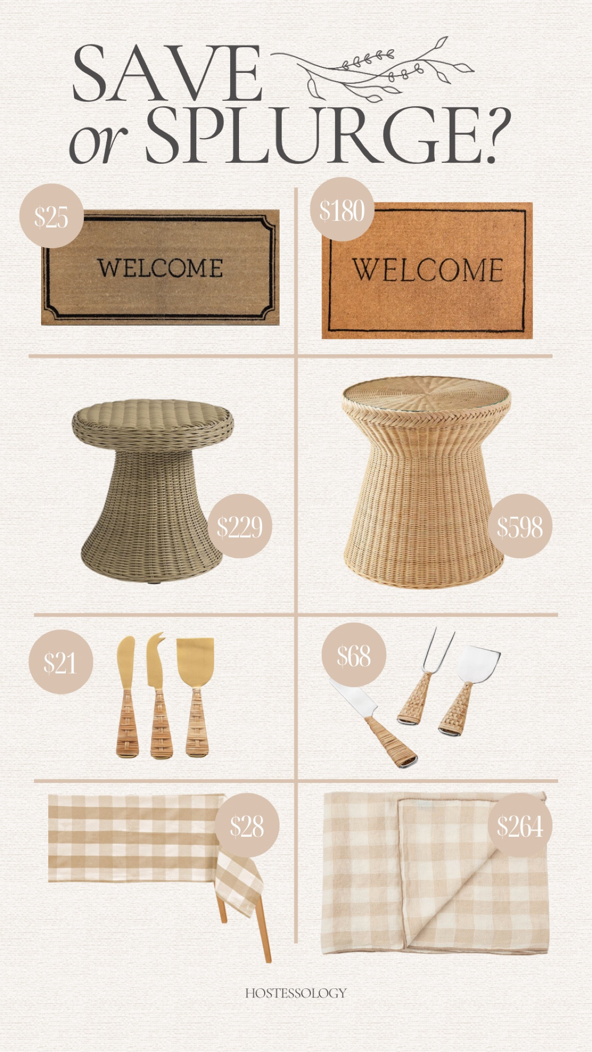 Save or Splurge ✨

#doormats #outdoorfurniture #tablecloth #outdoorendtable #wickerfurniture #cheeseknives #saveorsplurge

#LTKfindsunder100 #LTKsalealert #LTKSeasonal