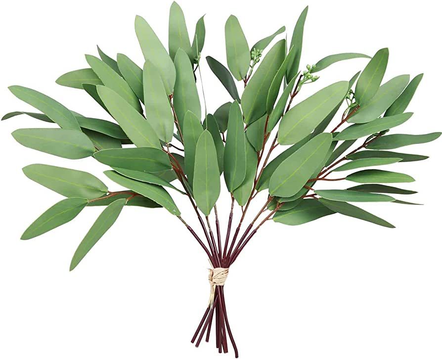 GREENTIME 8 Pack Faux Eucalyptus Stems with Seeds 13 Inches Artificial Seeded Leaves Branches Gre... | Amazon (US)