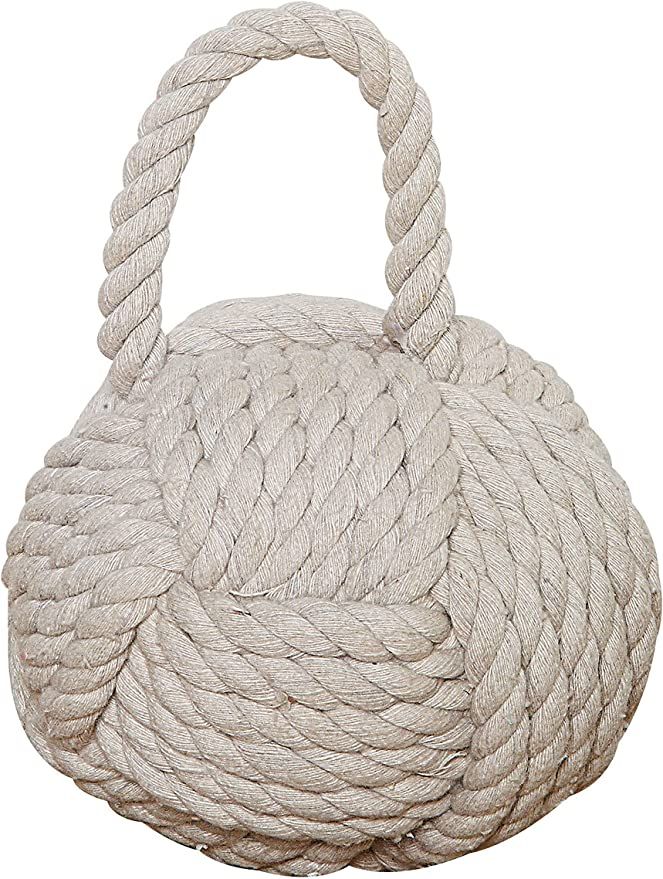 Creative Co-Op Nautical Rope Knot Cotton Door Stop, Ivory | Amazon (US)