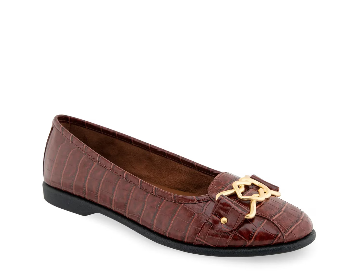 Aerosoles Bia Ballet Flat | Women's | Dark Brown Croc Print | Size 8.5 | Flats | DSW